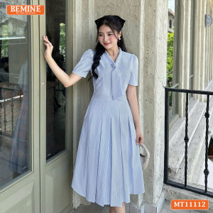 Đầm thiết kế BEMINE cổ tim cavat giả dáng chữ A tùng xếp ly phù hợp đi làm-MT11112