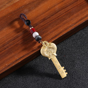 已开光 招财黄铜十二生肖金钥匙钥匙扣招财纳福钥匙扣创意礼品挂件 Has Opened The Brass Fortune Zodiac Golden Key Key Ring for Good Fortune Nafu Keychain Creative Gift Pendant