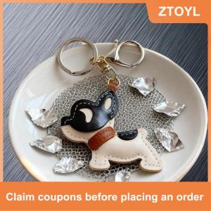 【ZTOYL】 Đáng yêu PU da pháp Bulldog Keychain Mặt dây chuyền dễ thương con chó con túi quyến rũ ba lô treo xe Keyring quà tặng phụ kiện thời trang