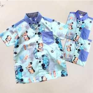Kemeja anak laki-laki motif retro usia 1 sampai 4tahun//Kemeja anak laki-laki motif salur bahan katun usia 1 sampai 4 tahun