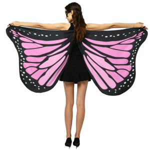 OOC Lightweight Butterfly Wings Shawl Colorful Back Decoration Halloween Costume Additions Beautiful Rainbow Gradient Fairy Wing Cape Party