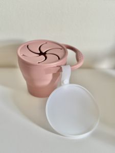 Collapsible Baby/ Toddler Silicone  Snack Cup with Attached Lip (Food grade Silicone) No BPA Toxic Free Snack box
