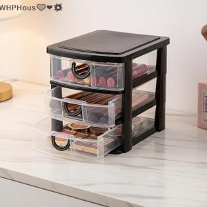 WP💓💛💖 3 Drawer Cosmetic Organizer Box Clear Sturdy Drawers Durable Plastic Makeup Storage Organizer for Bathroom Cabinet