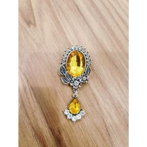 🇲🇾 1LK Palace-Style Antique Silver Brooch 22x55mm | French Vintage Kerongsang with Rhinestone | Elegant Classic Jewelry Pin