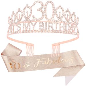 60th Birthday Sash and Tiara Rose Gold Tiara 60th Birthday Gifts for Women 60th Birthday Decorations for Women Happy 60th Birthday Decorations