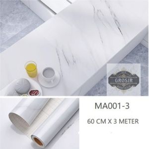 DUNIA-PROMO TERMURAH - Wallpaper Stiker Dapur & Kamar Mandi Anti Air Minyak dan Api Motif Marmer Marble Glossy Uk 60cm X300cm
