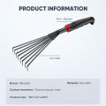 Mitsushi 15 Inches Hand Garden Rakes, Gardening Lawn Rake Soil Tiller with Ergonomic Handle, Leaf Rakes Garden Sweep Yard Flower Beds Tool for Cleaning,Cultivating, Turning, and Loosening Soil. 
