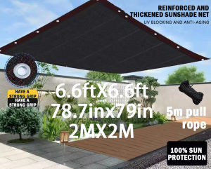 Anti-UV 100% Sunshade Net Sun Shade Set Heavy Duty Shades Durable Outdoor Garden Carport Swimming Pool Black