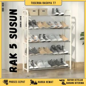 COD SEVENTYTWO Rak Sepatu Susun Plastik Tertutup anti debu 5 rangka besi kekinian murah cuci gudang stailess / Rak Sendal dan sepatu terbaru kuat buat didepan rumah Serbaguna / Tempat sepatu susun murah promo plastik Rack Home Organizer Steel 5 Layer