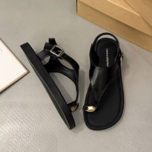 [Free Shipping] 2026 Summer T-Strap Clip-Toe Sandals for Women with Metal Buckle Flat Thick Sole Casual One-Strap Buckle Womens Shoes