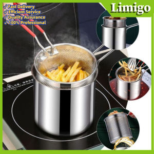 【High Quality+in Stock】Tall & Mini Deep Frying Pot Kitchen Fryer With Strainer Stainless Steel Tempura Fryer Pan Fry Pot Fried Chicken Cooking Tools