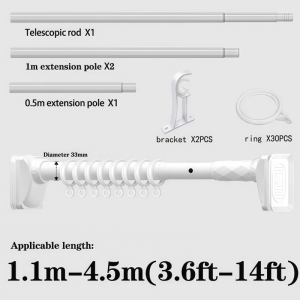 Sincecu Up To 4.5m adjustable curtain rod extendable shower sampayan heavy clothes hanging retractable