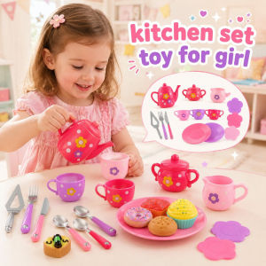 Kitchen Set Toy for Girl Girls Pretend Play Tea Party Set Teapot Cups Tray Kitchen Toy for Kids Gift