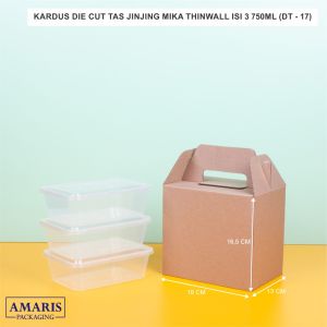 DT-17 Kardus Die Cut Tas Jinjing Isi 3 Mika Thinwall 750 ML Isi 10 Pcs Amaris Packaging