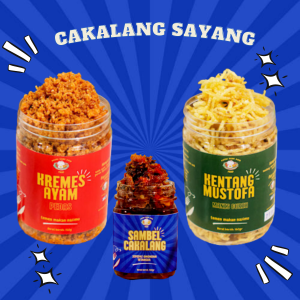 PAKET CAKALANG SAYANG Sambal Cakalang 160gr Kentang Mustofa manis Gurih 180gr Kremes Ayam Pedas 180gr