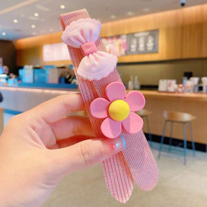 DENOSWIM Cute Girls Bow Hair Accessories Girl Flower Hair Velcro Summer Paste Hair Band Kids Square Hair Accessories Korea Style