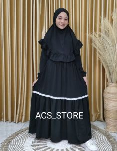 Gamis Anak Perempuan Set Kerudung 3-15 Tahun Crinkle Airflow
