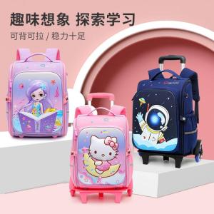 Christmas Gift Halloween Hot sanrio Kawaii Student Six-Wheel Trolley Schoolbag Hello Kitty Cartoon Water Proof Climb Stairs Bag School Starts Gift Kit