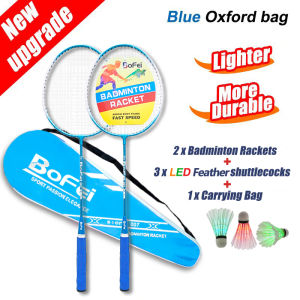 Bofei Badminton Rackets with Feather Shuttlecocks Aluminum Alloy Frame Student Traning Fitness Badminton Set