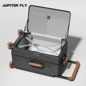 JUPITER FLY Luggage Side opening suitcase Wide tie rod aluminum frame Scalable 20/24/26/28 inch luggage