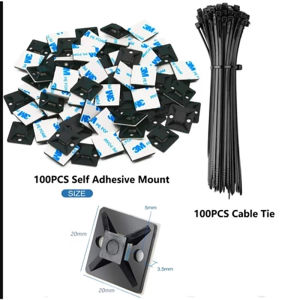 100Pcs Strong Back-Glue Self Adhesive Cable Zip Tie Mounts Sticky Wire Fasteners Cable Clips