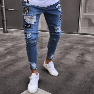 Hopeu Mens Skinny Jeans Rip Slim Fit Stretch Denim Distress Frayed Biker Legging Pants For Men