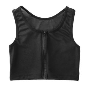 Elastic Mesh Thin Seamless Shapewear Zipper Crop Top Flat Breast Binder Shockproof Slim Fit Chest Binder Shapers Seaside H20260429