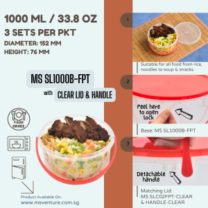 {MSV} Tamper Proof Air Tight with Safety Lock (1000ml) Microwavable Plastic Tubs Anti Leak Durable Reusable MS SL1000B