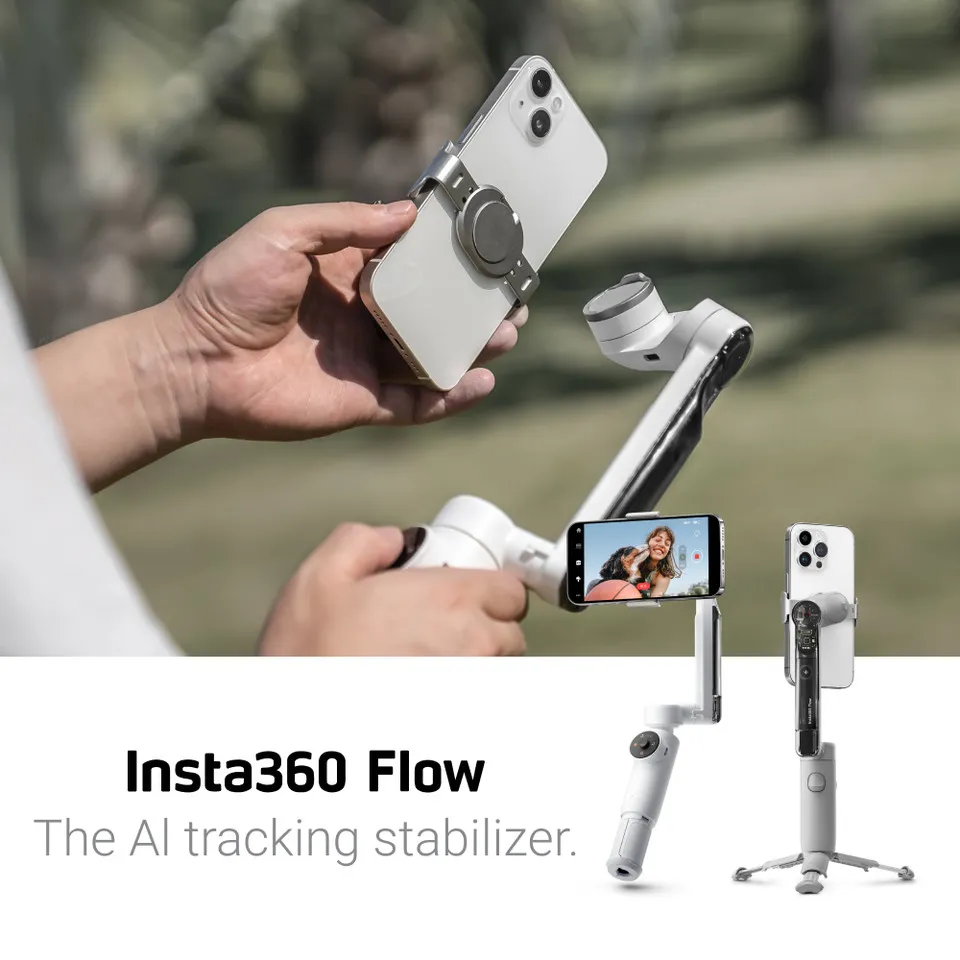 Insta360 Flow AI Powered Smartphone Selfie Stick Tripod Stabilizer Gimbal -  Gray