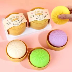 Glitter Dumpling Squishy ToySlow Rising Soft Squeeze Ball with Cute Expressions Sensory FidgetCute Bao Bun Fidget Toy with Box for Kids Gift