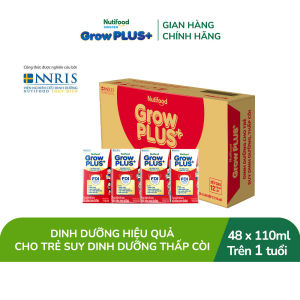 Combo 2 Thùng Sữa Nước Pha Sẵn Nutifood GrowPLUS+ Suy Dinh Dưỡng - Hỗ Trợ Tăng Cân Tăng Chiều Cao - Trên 1 tuổi  (48 Hộp x 110ml) (Bao bì tùy đợt nhập hàng)