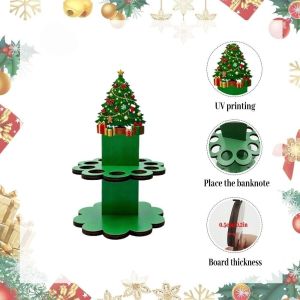 SEKINEW 10 lỗ Hộp đựng tiền mừng Giáng sinh Đồ trang trí lễ hội Gỗ Máy rút tiền Hươu Trang trí Quà Giáng sinh Lễ kỷ niệm năm mới