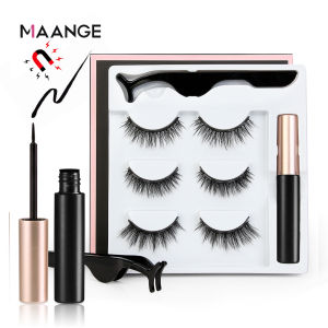 MAANGE Magnetic Eyelash Kit Eyeliner 3D Magnetic eye lashes with Tweezers 3 Pairs Reusable False eyelash extention