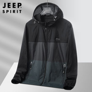 JEEP SPIRIT Mens Ultra Light and Thin Jacket Sun Protection Clothing Mens Summer New Breathable and Thin Coat Large Fishing Outdoor Quick Drying and UV Protection