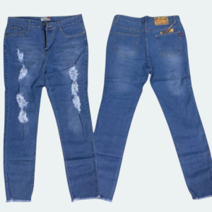 999 AUGUST Jeans big/plus size Maong pants High Waist w/Distressed design and ankle cut