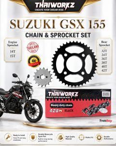 SUZUKI GSX 155 THAIWORKZ CHAIN & SPROCKET SET MADE IN THAILAND - (G and J)