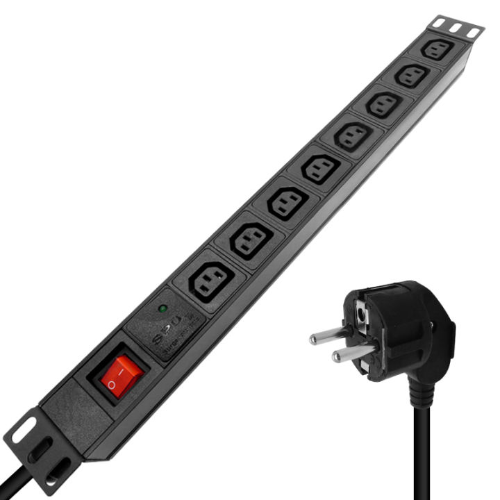 PDU Cabinet IEC C13 Power Strip 8 Switched Outlets SPD Surge Protector ...