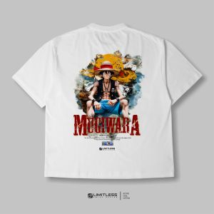Kaos Anime Oversize Pria Boxy Cut Tshirt Distro Cowok Jejepangan Style - Mugiwara Luffy