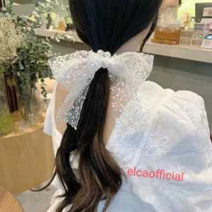 Ikat rambut renda mutiara pita korea / korean pearl ribbon
