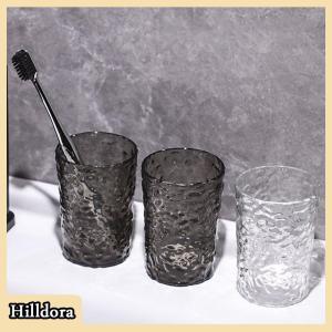 [Hilldora] ถ้วยใส่น้ำยาบ้วนปากแปรงสีฟันพลาสติกพร้อมที่จับแก้วน้ำในบ้านห้องน้ำแบบพกพาที่วางแปรงสีฟันโปร่งใส
