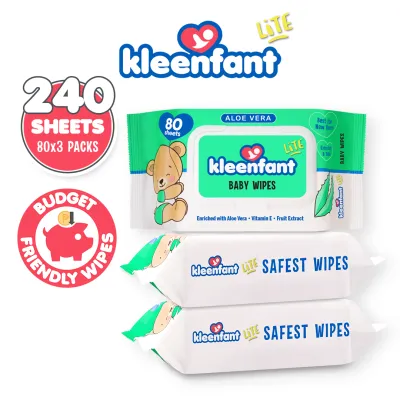 Kleenfant Lite Aloe Vera Baby Wipes 80 Tender sheets 3 Packs Wet Wipes for Baby Newborn Kids