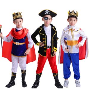 【Prompt delivery】Child King Costume 7Pcs United Nation Rome Prince Costume Red Cloaks Cosplay Role King