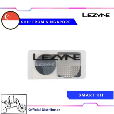 Lezyne Smart Kit Bicycle Tire Repair Patch Kit includes six glueless patches tire boot and stainless steel scuffer