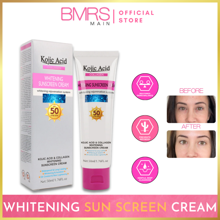 Original Kojic Acid Collagen Whitening Sunscreen Cream Spf 50 Face Whole Body Oil Control 6285