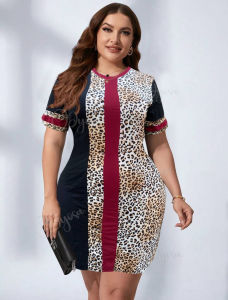 plus size leopard cpmbi dress xl-3xl(eruffa)