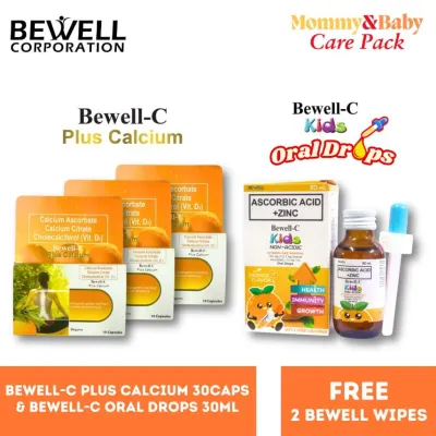 Mom Baby Care Pack Bewell C Plus Calcium 30 Capsules and Bewell C Oral Drops 30mL