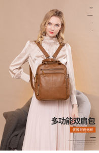 2023 Backpack for Girl Women Genuine Leather Lightweight School Bag Girls College Bag Casual Office Bag Waterproof Korean Style Weekend Bag on Sale