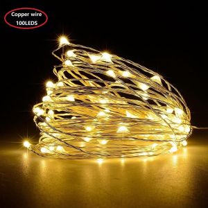[NaJUAN] LED Solar Light String Ground Plug Outdoor Waterproof Copper/Silver Wire Light String Garden Landscape Decoration Tree Rattan Small Lantern