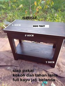mej aqurium meja serbaguna meja full kayu jati belanda siap pakai panjang 60cm lebar 30cm tinggi 50cm coklatt