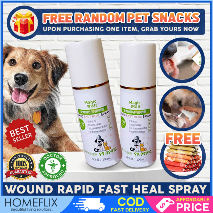 Homeflix Pet wound Rapid Fast Heal Spray, gamot sa Sugat ng aso at pusa, galis, Inhibit bacterial infection of pet wounds and repair Pet skin spray, Pet supplies, Pet Healthcare, Fleas & ticks, Sprays